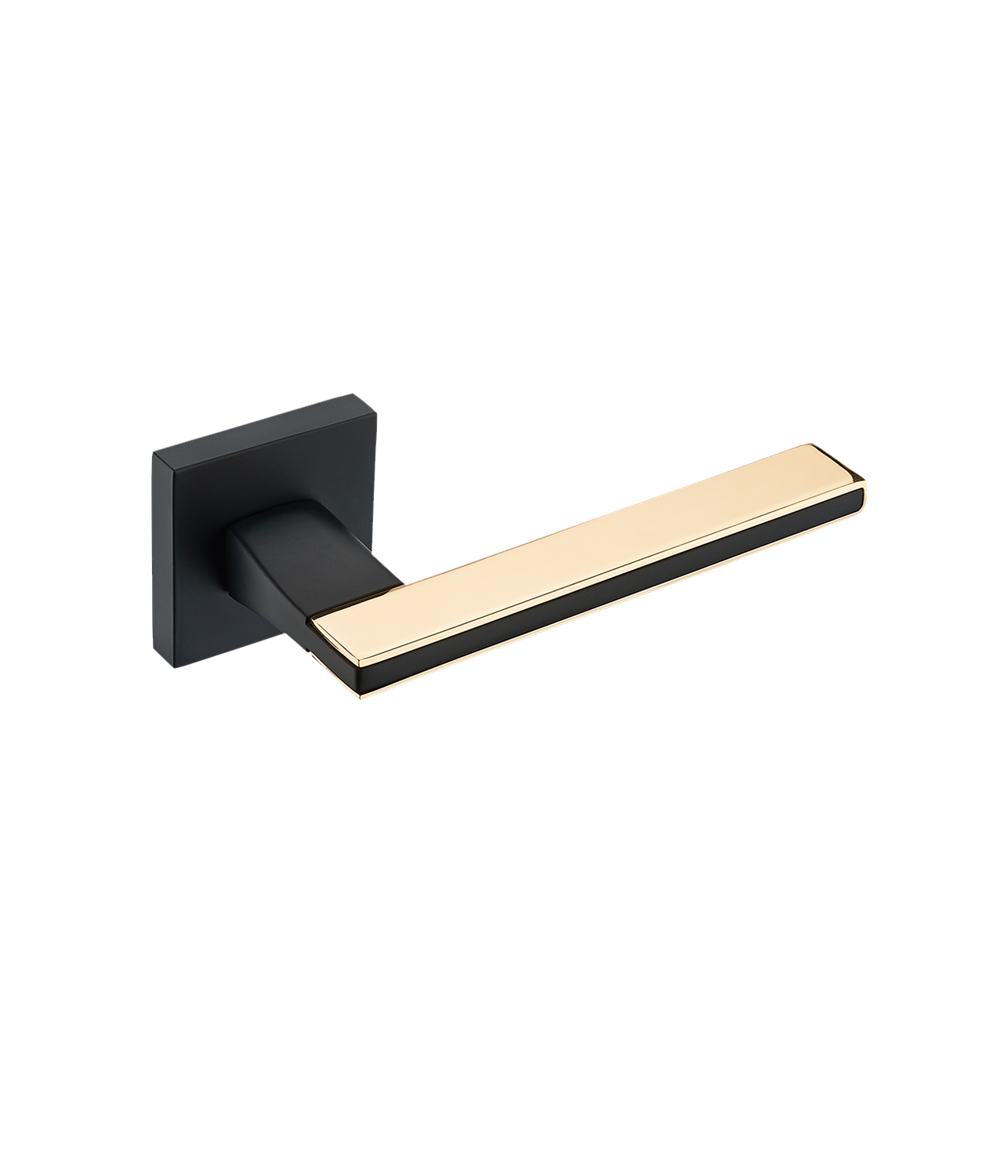 Ручка дверная FANTOM на квадратном основании FE 104-50 MB/22Gold ИРМА матовый черный/золото